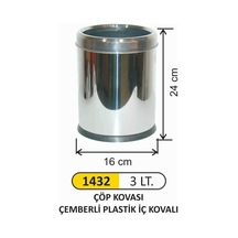 Ofis Tipi 3 Litre Çöp Kovası Paslanmaz Çemberli Çelik