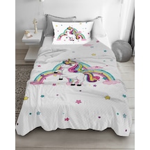 Sevimli Unicorn Tek Kişilik Pike (Yastık Kılıflı)
