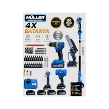 Pro Müller Professional 5'li Set Darbeli Matkap Şarjlı Makas-testere -teleskop Ve Yaprak Üfleme 100 Pcs Set