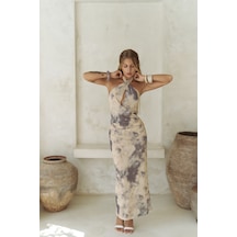 Mai Collection Mai Studios Co. Keefnes Kruvaze Sarı Uzun Elbise sarı