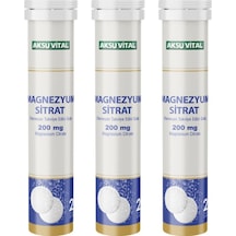 Aksu Vital Magnezyum Sitrat 200 MG 20 Efervesan Tablet x 3 Adet