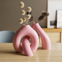 3d Baskı Interlocking Vazo - İç İçe Geçen Dekoratif Vazo-pembe Çok Renkli