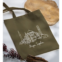 Bk Gift Ayasofya Camii Tasarımlı-1 Haki Kumaş Bez Çanta, Baskılı Omuz Çantası, Alışveriş Çantası, Anneye Hediye Sarı