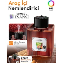 Rgb Işıklı Araç İçi Nemlendirici & Aroma Difüzör 500ml Yıldız Tavan Efektli Oto Koku Makinesi