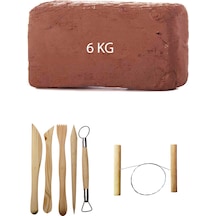 6 KG Kırmızı Kahverengi Seramik Hamuru Ebeşuar Çamur Kesme Teli