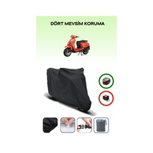 Siyah Arka Çanta Uyumlu Apachi True 50 Uyumlu Motosiklet Brandası Motor Örtüsü