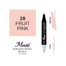 Çift Uçlu Marker Grafik Çizim Kalemi 28 Bejimsi Pembe