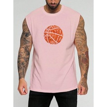 Basketbol Yopu Baskılı Kolsuz Tişört Pembe