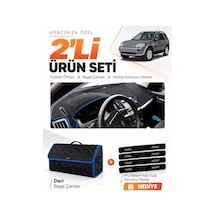 Land Rover Freelander 2006-2014 Uyumlu Torpido Örtüsü + Deri Bagaj Çantası + Sticker - Siyah Mavi