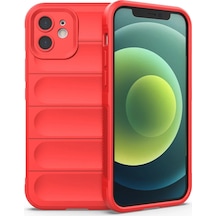 Muratech Newface Apple Uyumlu iPhone 12 Kılıf Optimum Silikon - Kırmızı