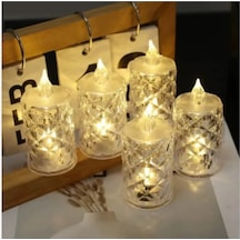 Led Mum Şeffaf Kristal Led Mum Pilli Alevsiz Çay Mumu Düğün Doğum Günü Ortam Işığı Mini