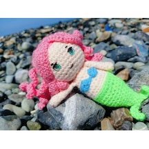 Deniz Kızı Perisi Amigurumi Örgü Oyuncak - Çocuk Hediye 12 Cm Pembe