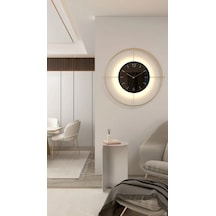 MetaQuartz Aksesuar (Büyük Boy-55*55 cm)Gold Deluxe Ledli Pilli - Siyah Göbek - Modern Dekoratif Metal D Gold