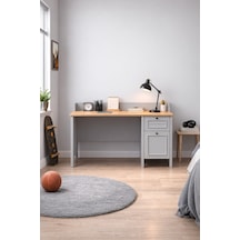 Taiga Çekmeceli Çalışma Masası 120x87x65 Cm Buz Gri - Retro Tasarım Antrasit