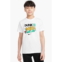Nike Sportswear Cotton Dunk Kids Tee White Baskılı Unisex Çocuk Tişört Beyaz Beyaz