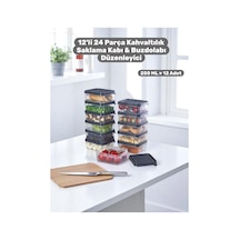 12'li 24 Parça 250 Ml Şık Ve Pratik Kahvaltılık Saklama Kabı Seti & Buzdolabı Düzenleyici Gri - 751778439 Gri