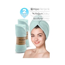 2 Adet Mikrofiber Saç Havlusu Lastikli Plaj Deniz Havuz Bonesi Banyo Saç Kurutma Baş Havlusu Turkuaz Turkuaz