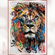 Graffiti Aslan - Renkli Vahşi Sanat Pvc Tablo