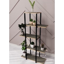 Dekoratif 5 Raflı Metal Çiçeklik Saksı Standı Saksılık Füme 1350