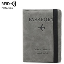 Bbaau-oi Gri Rfid Hırsızlık Önleme Kartı Kaydırmalı Pasaport Çantası Belge Çantası Pasaport Tutucusu