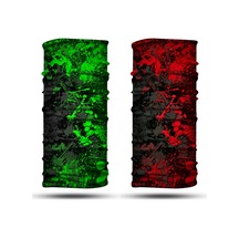 Dair Yeşil Kırmızı Boya Desenli 2'li Set Boyunluk Bandana Outdoor Balaklava Yüz Maskesi Kafa Bandı