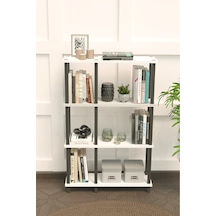 Mirada 4 Katlı Modern Kitaplık Dekoratif Çok Amaçlı Kitaplık Ve Organizer Çok Raflı Düzenleyici - Beyaz Beyaz