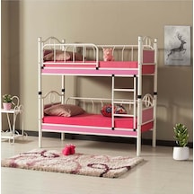 Argimo Argimo Zümrüt Bebek Çocuk Odası Ahşap Başlıklı Metal Ranza ve Karyola 70 x 130 CM Yatak Ölçülü