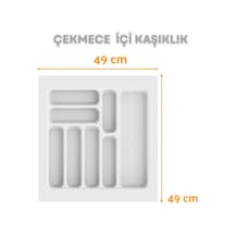 Çekmece İçi Kaşıklık Ve Kepçelik Düzenleyici Beyaz 49x49 Cm 43x40 Cm Kadar Kesilebilir Beyaz
