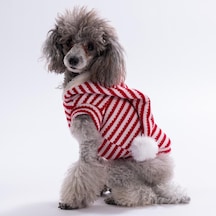 Candycane Yelek-sweat Kırmızı Çizgili Şapkalı Triko Yılbaşı Noel Köpek Kıyafeti Kedi Kıyafeti Köpek Kolsuz Sweati