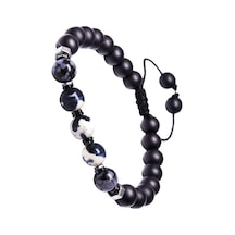 Oniks Taşı Zebra Jasper Ve Obsidyen Bileklik Çok Renkli