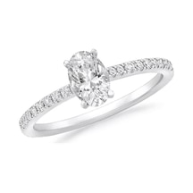 Engingold Beyaz Altın Oval Tektaş Yüzük 14k Ay13902