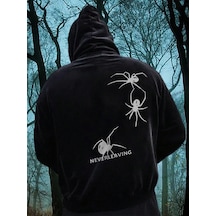 Y2k Trend Sezon Unisex Retro Sweatshırt Kapşonlu Kod 1744 Trz1697 Siyah