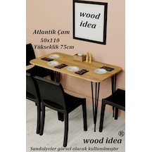 Wood İdea 50x110 Atlantik Çam Metal Ayaklı Mutfak Masası Yemek Ma