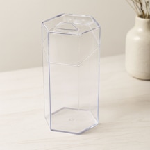 Kapaklı Makyaj Fırça Organizeri 6 Bölmeli Mika Kristal Plastik 10x8.9x20 Cm 10 Parça