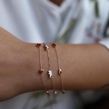 Mineli Mini Bileklikler Pembe Altın