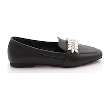 Dgn 50085-23y Kadin Kristal Taşli Tokali Loafer Siyah Cilt