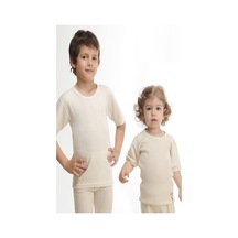 Hasyün 500 Çocuk Kısa Kol Yün Termal Fanila-krem Krem