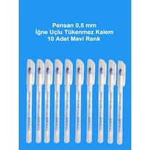 0.5 Mm İğne Uç Kırmızı Tükenmez Kalem 10 Adet Yeni Seri 2305 Mavi