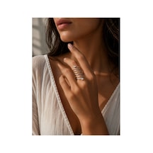 Nylar Gold Zirkon Taşlı Spiral Altın Yüzük Gri