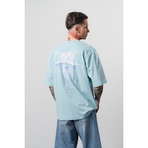 Respire Erkek Refined Baskılı Oversize T-shirt Bebe Mavi Bebek Mavisi