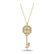 Taşlı Küçük Anahtar Kolye (498176323)