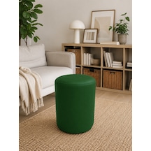 Yeşil Deri Puf 40x45 Cm Silindir Tasarım Dekoratif Oturma Pufu Salon Yatak Odası Antre