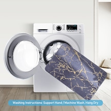 Vkemall Siyah Mermer Desenli Yumuşak Tavşan Kürkü Desenli Banyo Paspası 40x60cm - Su Emici, Kaymazsız, Makine Yıkama Uygun Odalar Ve Banyolar İçin Siyah