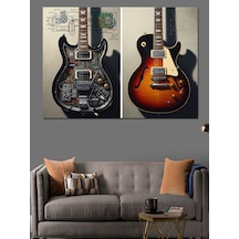 Ahşap Tablo Gitar Ve Müzik Temalı Çizimler