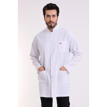 Doktor Öğretmen Erkek Önlük Ara Boy Hakim Yaka-7062-171 Beyaz