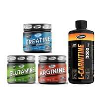 Ekonomik Aminoasit Paket - L-carnitine 1000 Ml./ Arginine 120 Gr./ Creatine 120 Gr./ Glutamine 120 Gr. Yeşil Elma