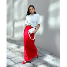 Foxı18 Satenden Maksi Etek 218458470 Kırmızı Karakade