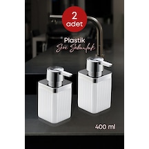Grimorlife 2 Adet Akrilik Sıvı Sabunluk Mutfak Banyo Sabunluk Seti-beyaz- 400 Ml Cam Değildir Beyaz