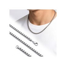 Sertifikalı Semtim Adrıa 3 Mm Gümüş Arnavut Zincir Çelik Erkek Kolye 55 Cm