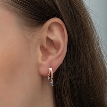 Gümüş Rose Sallantılı Mistik Topaz Kadın Küpe Gold - Rose Gold